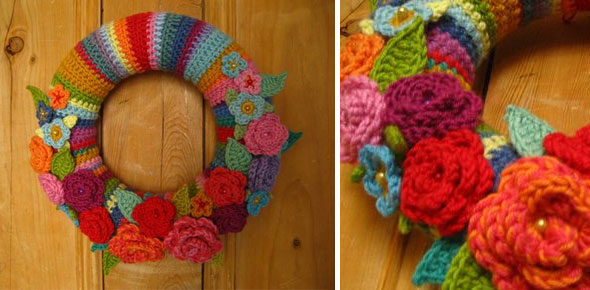 flower,yarn,wreath,rose