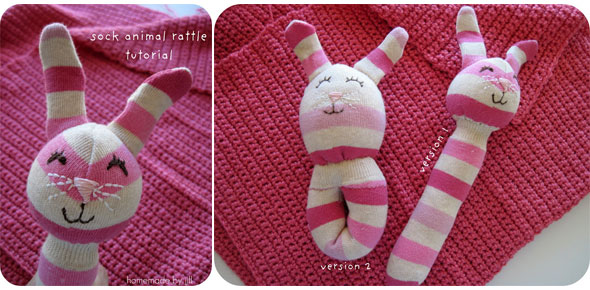 sewing,baby,sock,recycled,animal,toys,rattle