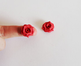 rose, flower, clay, polymer, fimo, red, jewelry, earrings