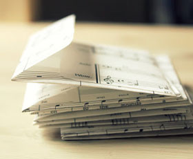 stationary, envelopes, sheet music, recycle, upcycle, paper